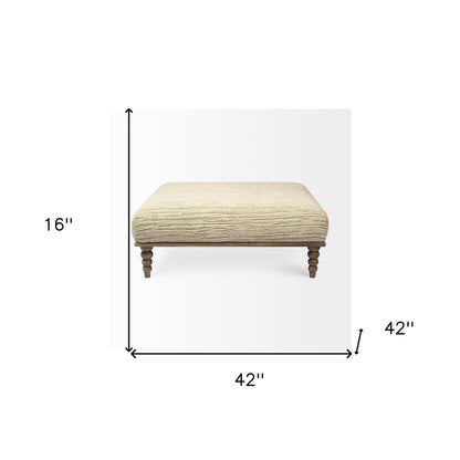 42" Cream And Brown Upholstered Cotton Blend Bench - FurniFindUSA