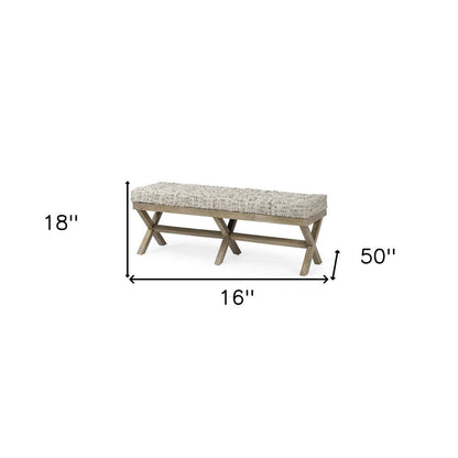16" Beige and Brown Upholstered Faux Leather Bench HomeRoots