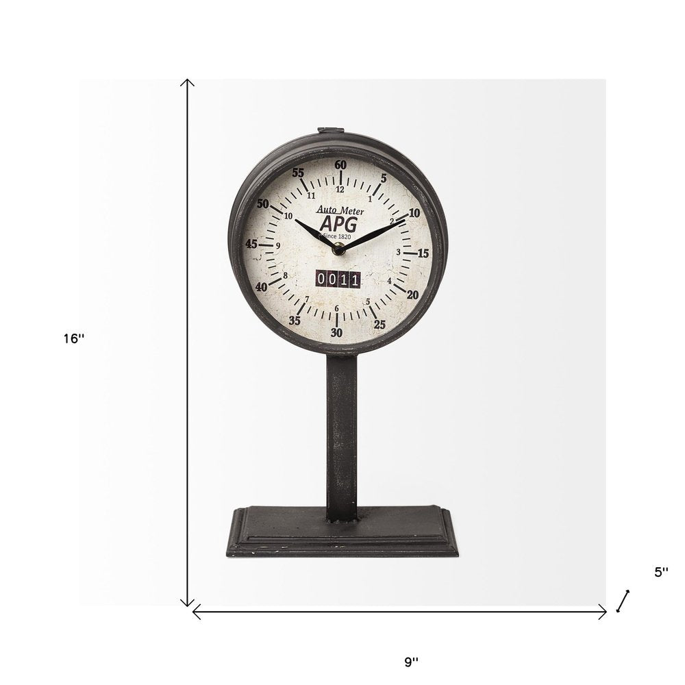 16" Black Metal Table Clock HomeRoots