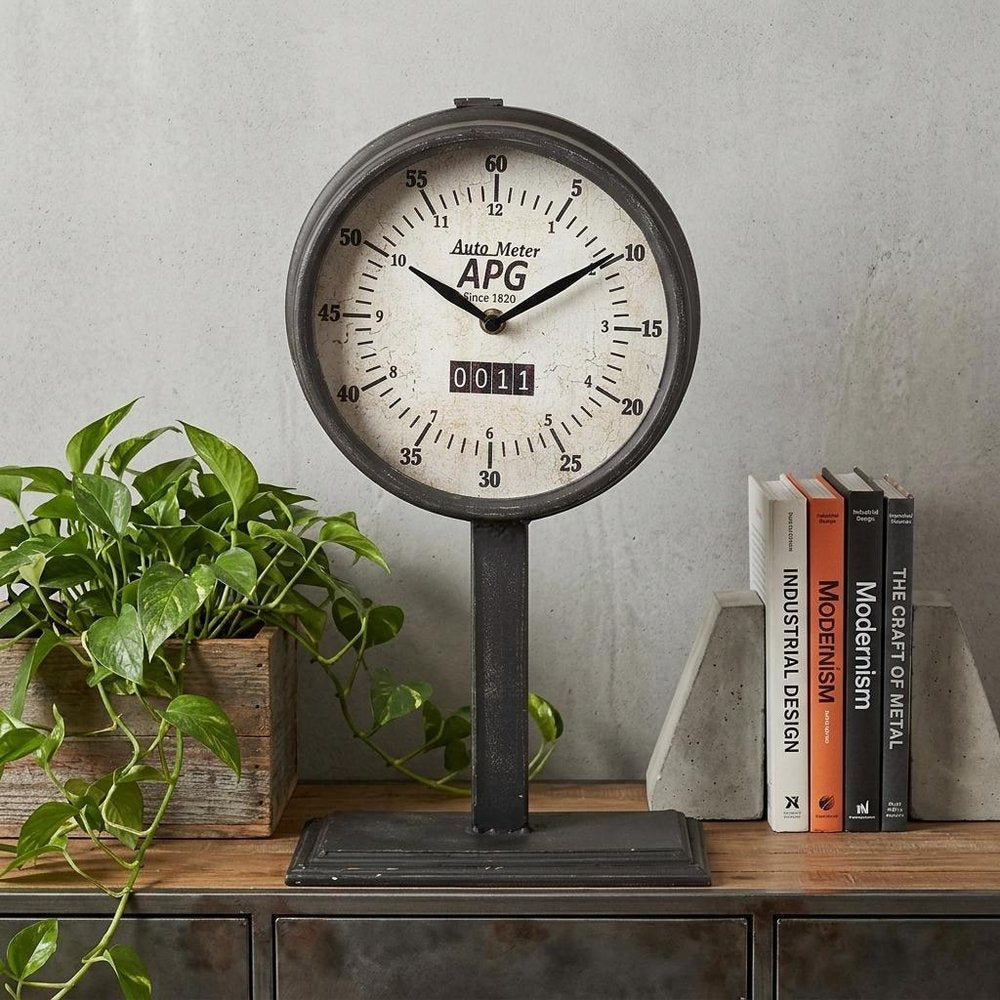 16" Black Metal Table Clock HomeRoots
