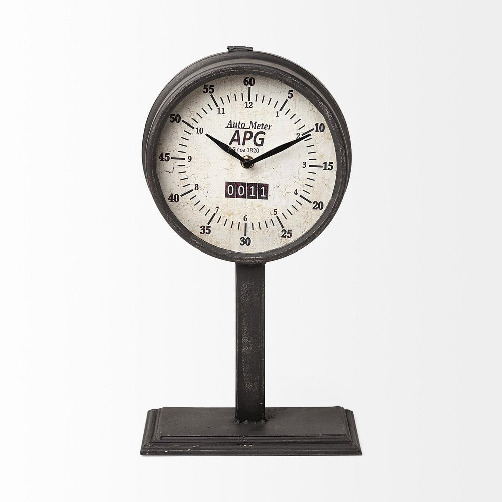 16" Black Metal Table Clock HomeRoots