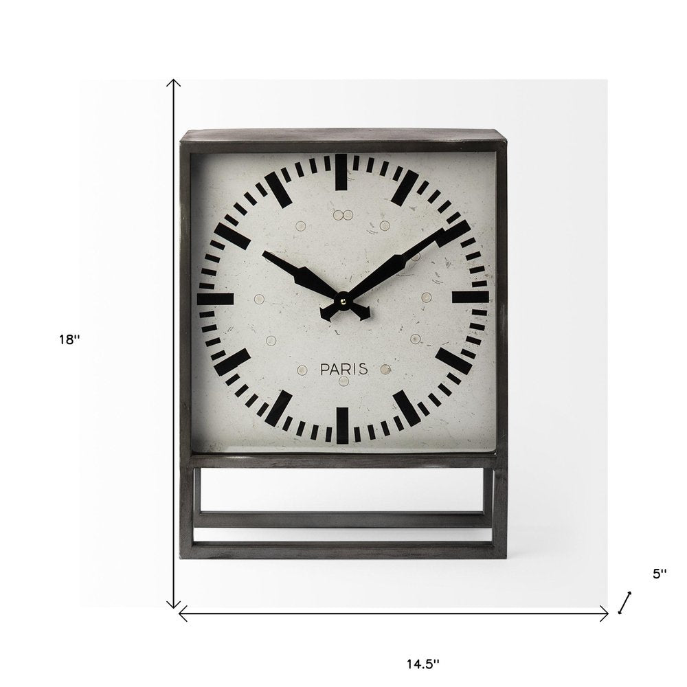 18" Gray Polyresin Table Clock HomeRoots