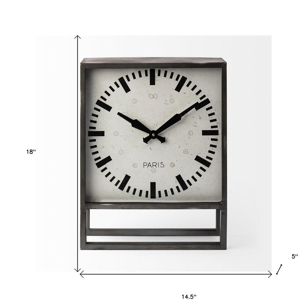 18" Gray Polyresin Table Clock HomeRoots