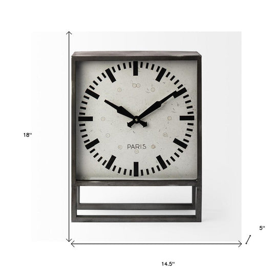 18" Gray Polyresin Table Clock HomeRoots
