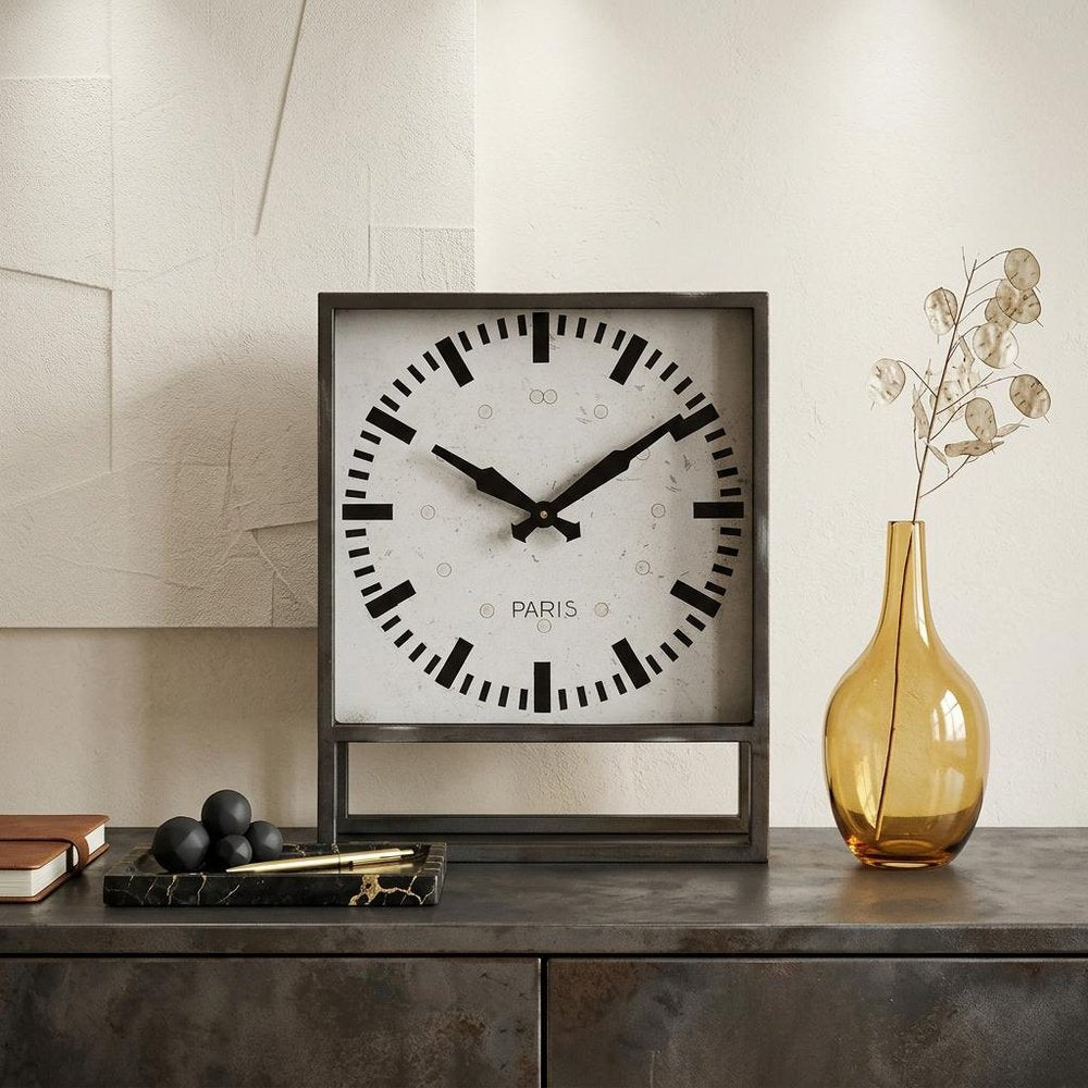 18" Gray Polyresin Table Clock — view 5