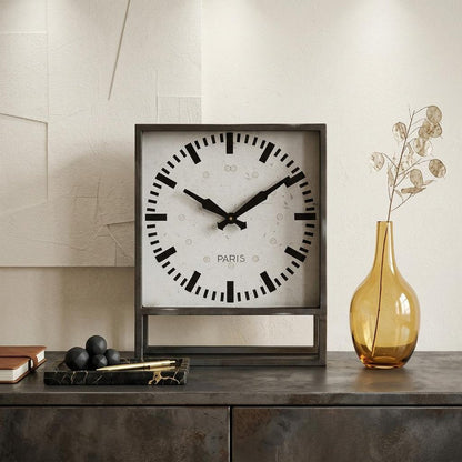 18" Gray Polyresin Table Clock HomeRoots