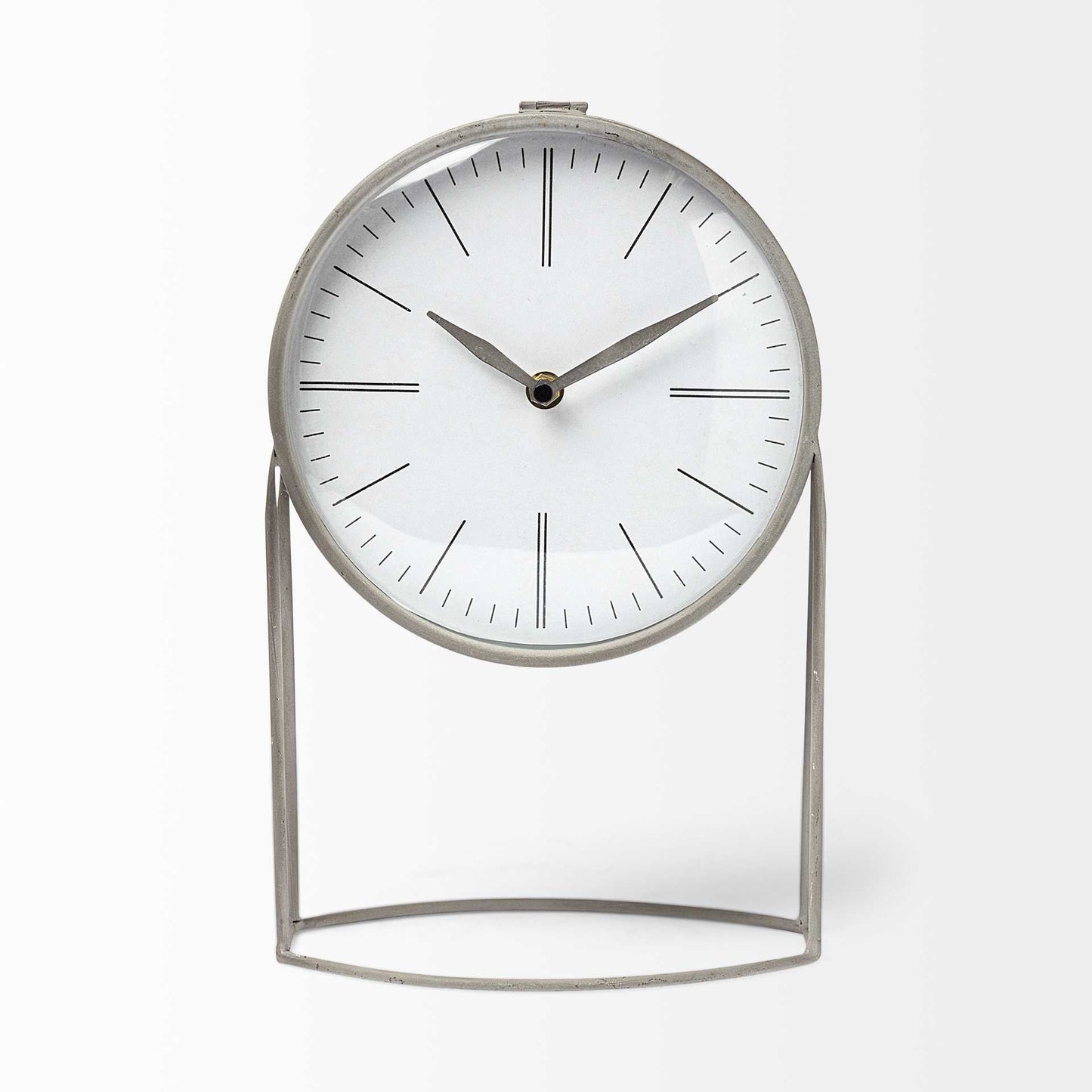12" Gray Metal Table Clock HomeRoots
