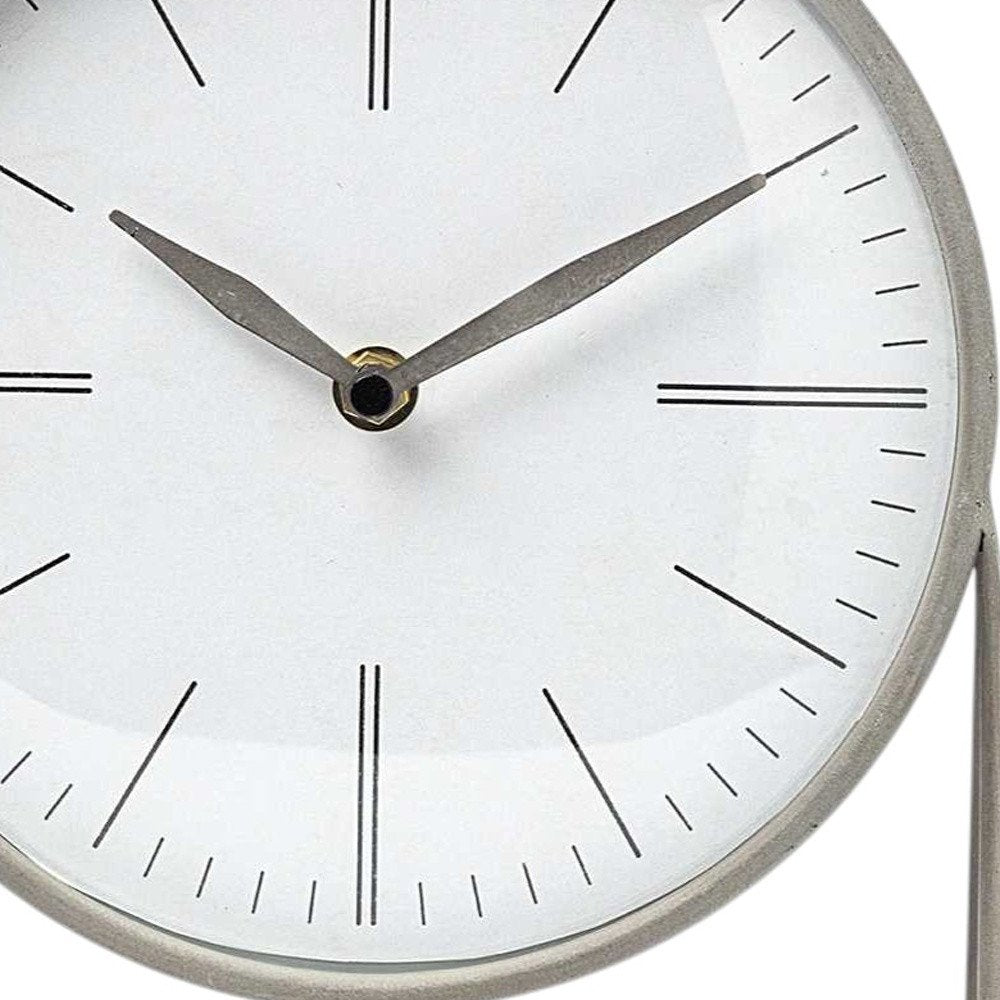 12" Gray Metal Table Clock HomeRoots