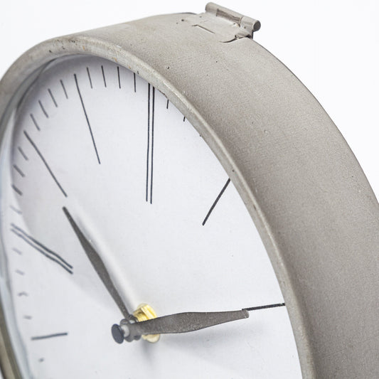 12" Gray Metal Table Clock HomeRoots