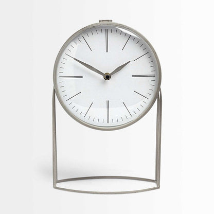 12" Gray Metal Table Clock HomeRoots