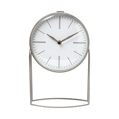12" Gray Metal Table Clock HomeRoots