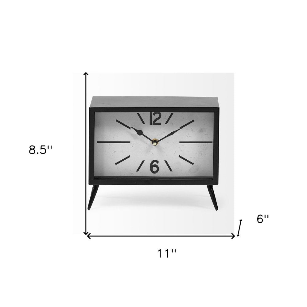 11" Black And White Metal Table Clock HomeRoots