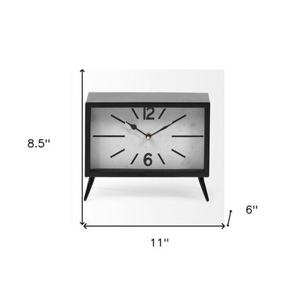 11" Black And White Metal Table Clock HomeRoots