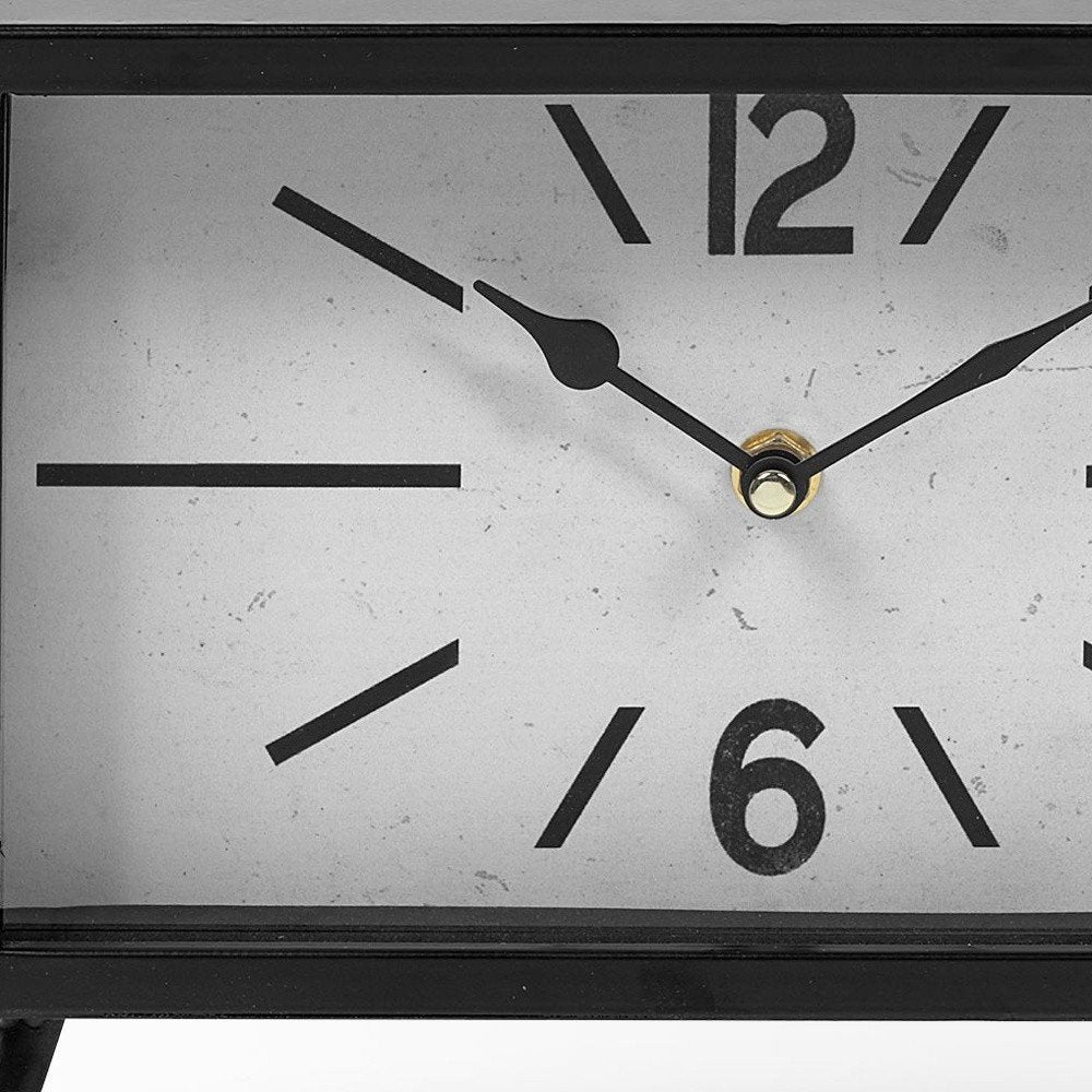 11" Black And White Metal Table Clock HomeRoots