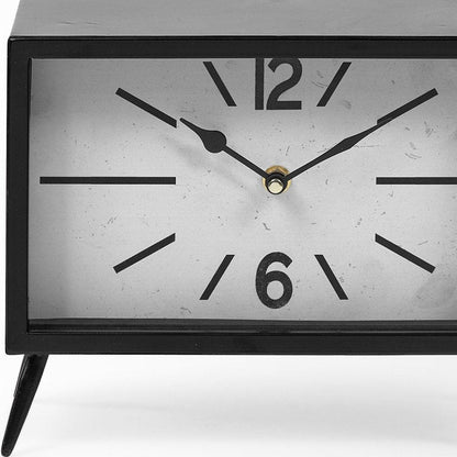 11" Black And White Metal Table Clock HomeRoots