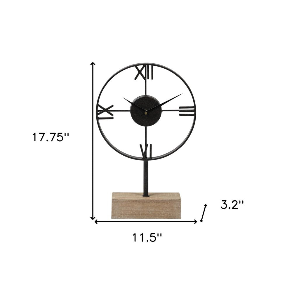 18" Black Metal Table Clock HomeRoots