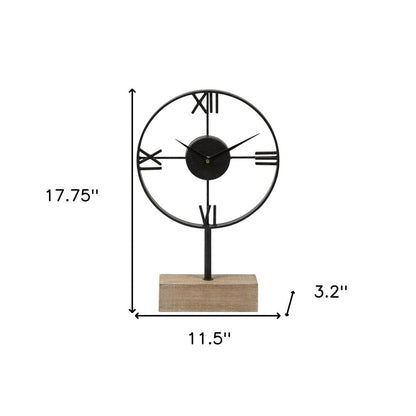 18" Black Metal Table Clock HomeRoots