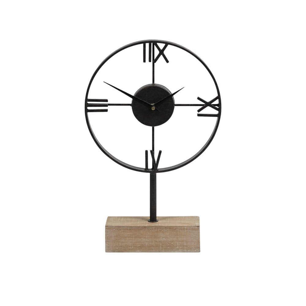 18" Black Metal Table Clock HomeRoots