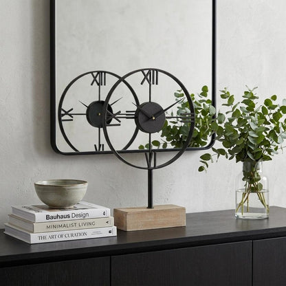 18" Black Metal Table Clock HomeRoots