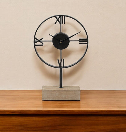 18" Black Metal Table Clock HomeRoots