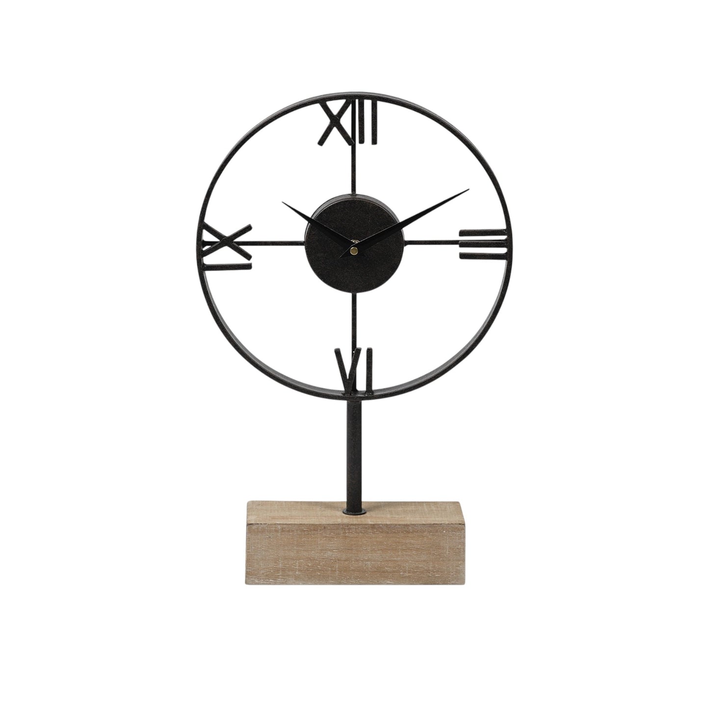 18" Black Metal Table Clock