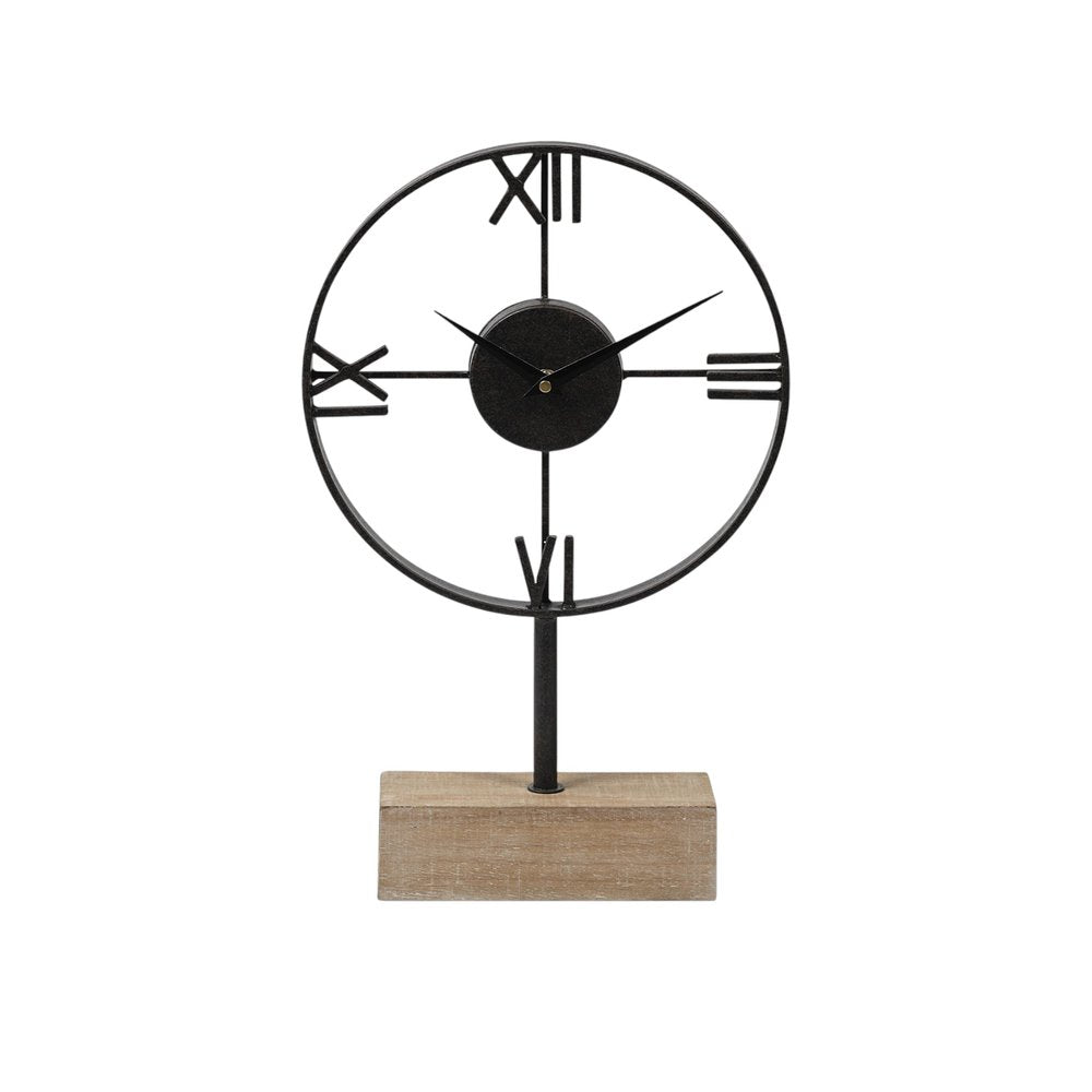 18" Black Metal Table Clock HomeRoots