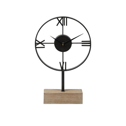 18" Black Metal Table Clock HomeRoots