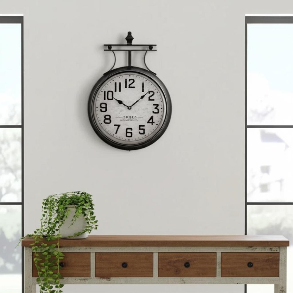 5" Circle Black Glass Analog Wall Clock HomeRoots