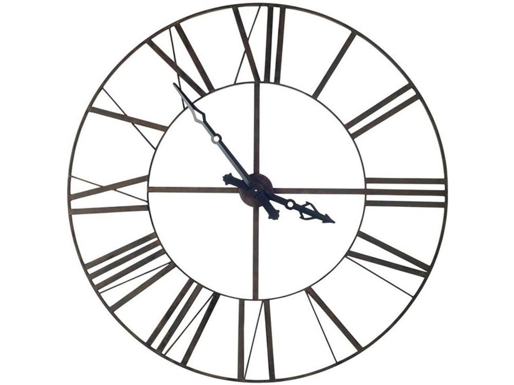 50" Circle Black Metal Skeleton Wall Clock HomeRoots