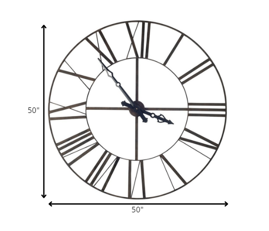 50" Circle Black Metal Skeleton Wall Clock HomeRoots
