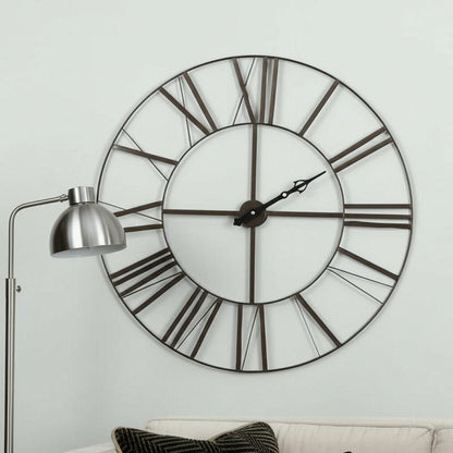 50" Circle Black Metal Skeleton Wall Clock HomeRoots