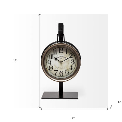 Metallic Brown Metal Hanging Desk Table Clock