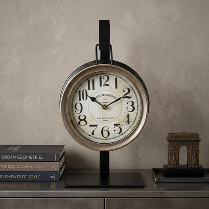 Metallic Brown Metal Hanging Desk Table Clock HomeRoots