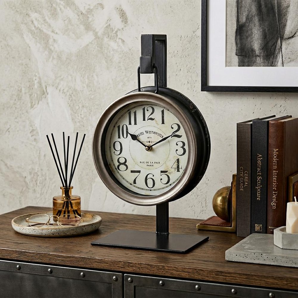 Metallic Brown Metal Hanging Desk Table Clock HomeRoots