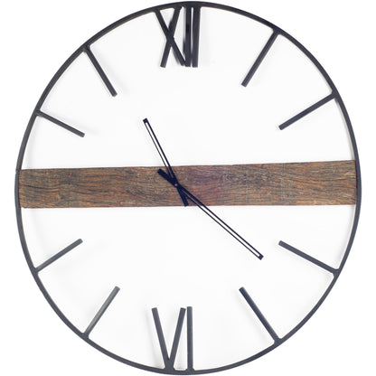 2" Circle Black Metal Skeleton Wall Clock HomeRoots