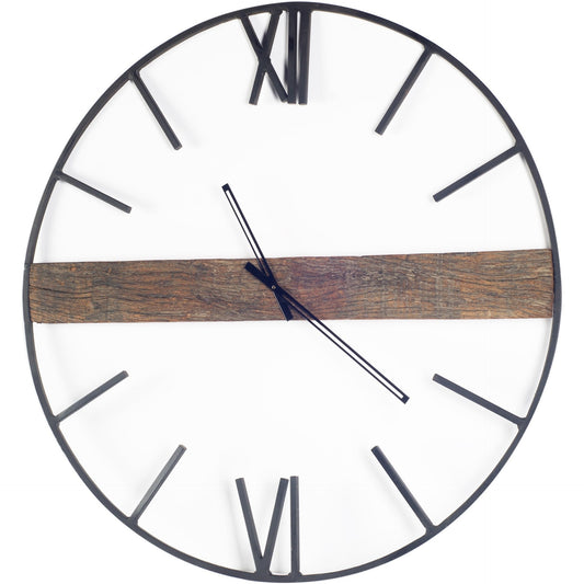 2" Circle Black Metal Skeleton Wall Clock HomeRoots