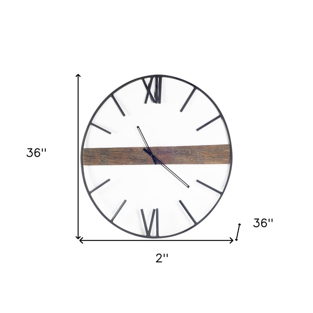 2" Circle Black Metal Skeleton Wall Clock HomeRoots