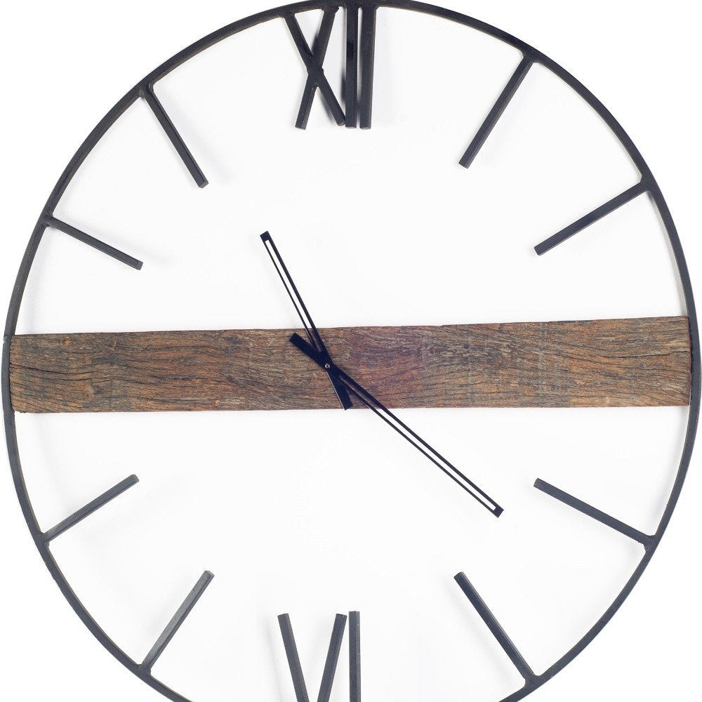 2" Circle Black Metal Skeleton Wall Clock HomeRoots