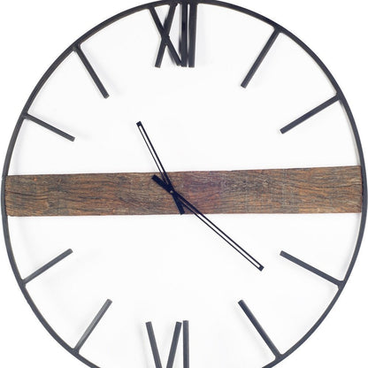 2" Circle Black Metal Skeleton Wall Clock HomeRoots