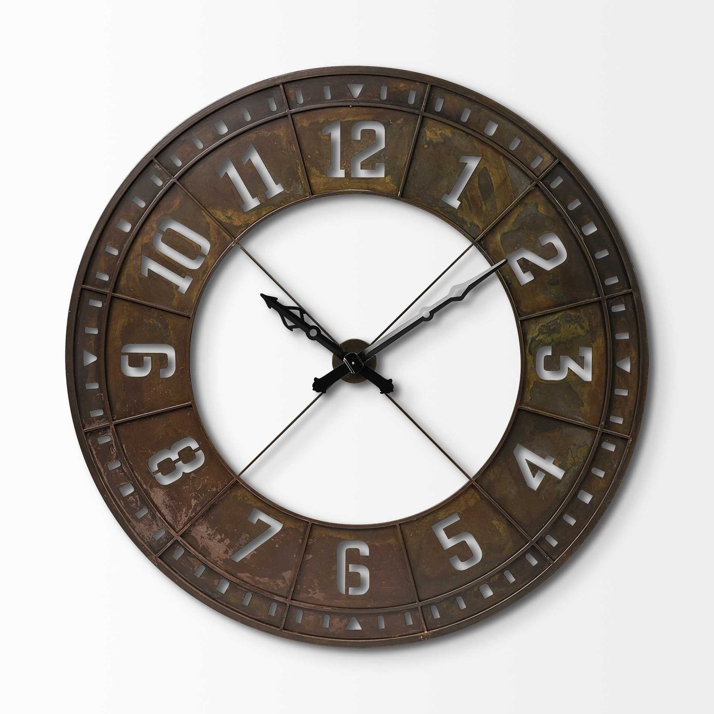 57" Round Industrial Brown Wall Clock HomeRoots