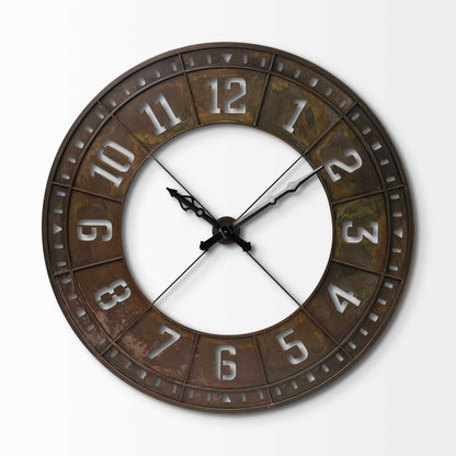 57" Round Industrial Brown Wall Clock HomeRoots