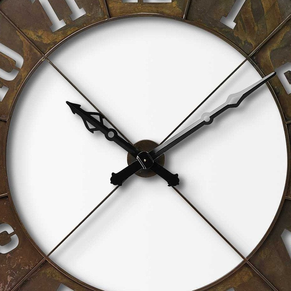 57" Round Industrial Brown Wall Clock — view 4