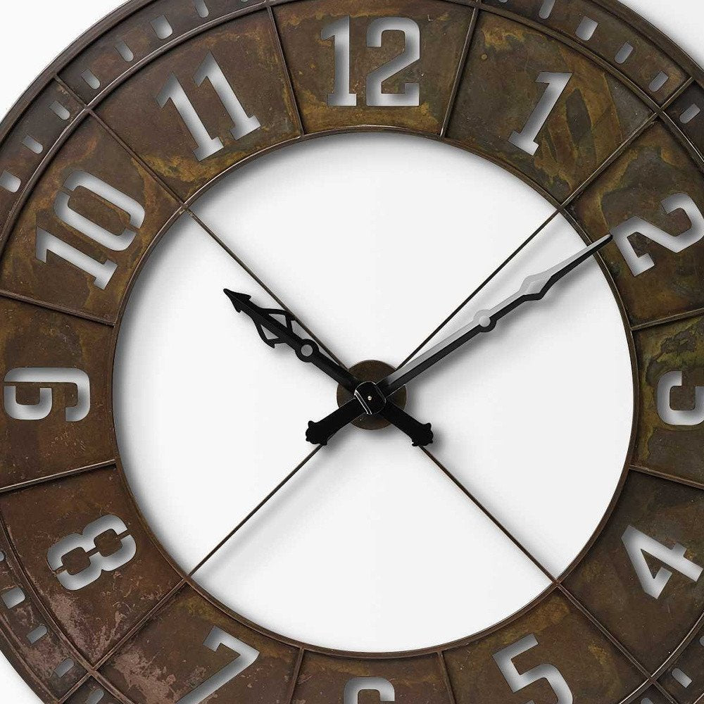 57" Round Industrial Brown Wall Clock — view 5