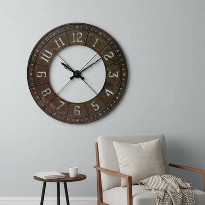57" Round Industrial Brown Wall Clock HomeRoots