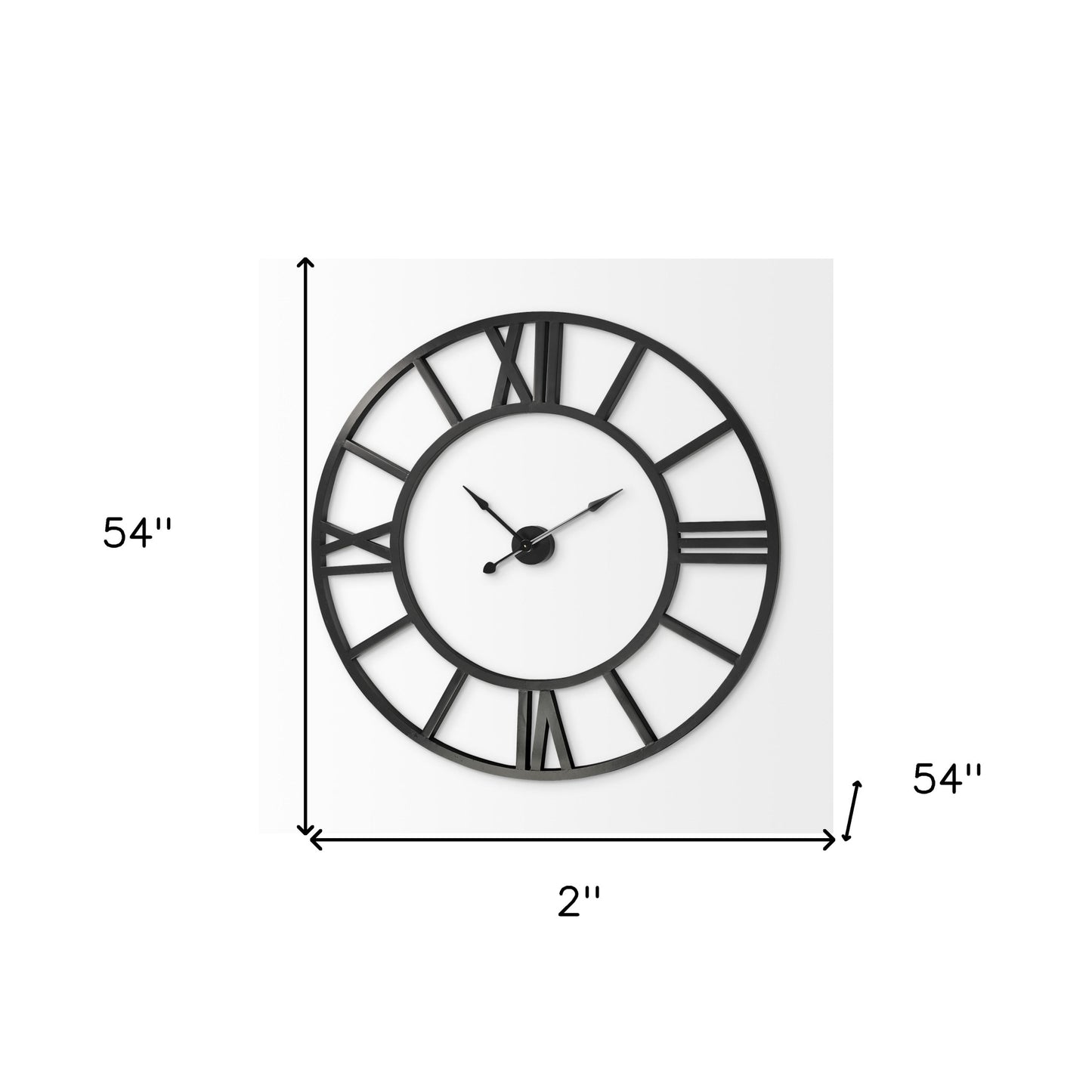 54" Round Xl Industrial Style Wall Clock With Open Face Desing