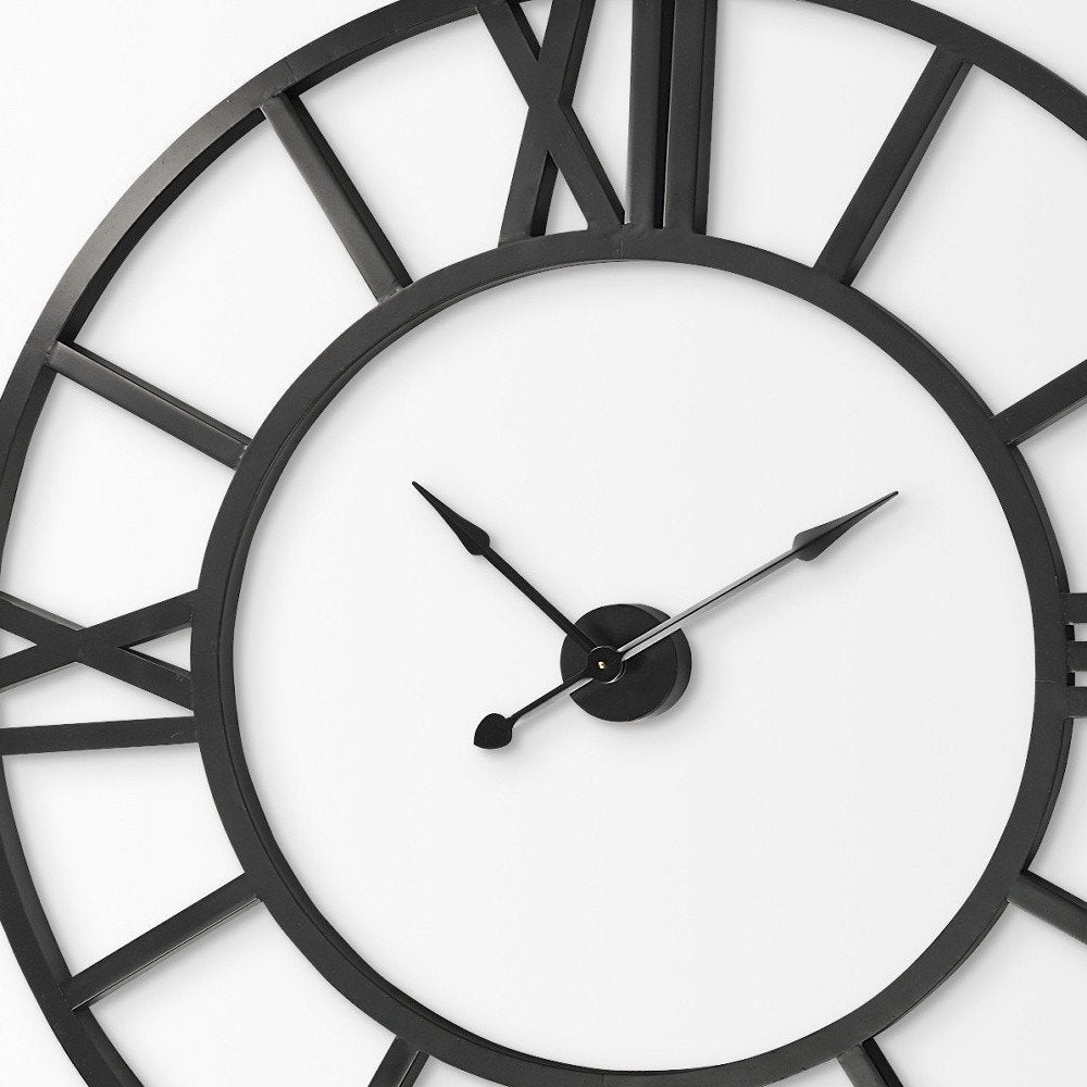 54" Round Xl Industrial Style Wall Clock With Open Face Desing — view 2