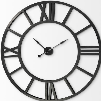 54" Round Xl Industrial Style Wall Clock With Open Face Desing