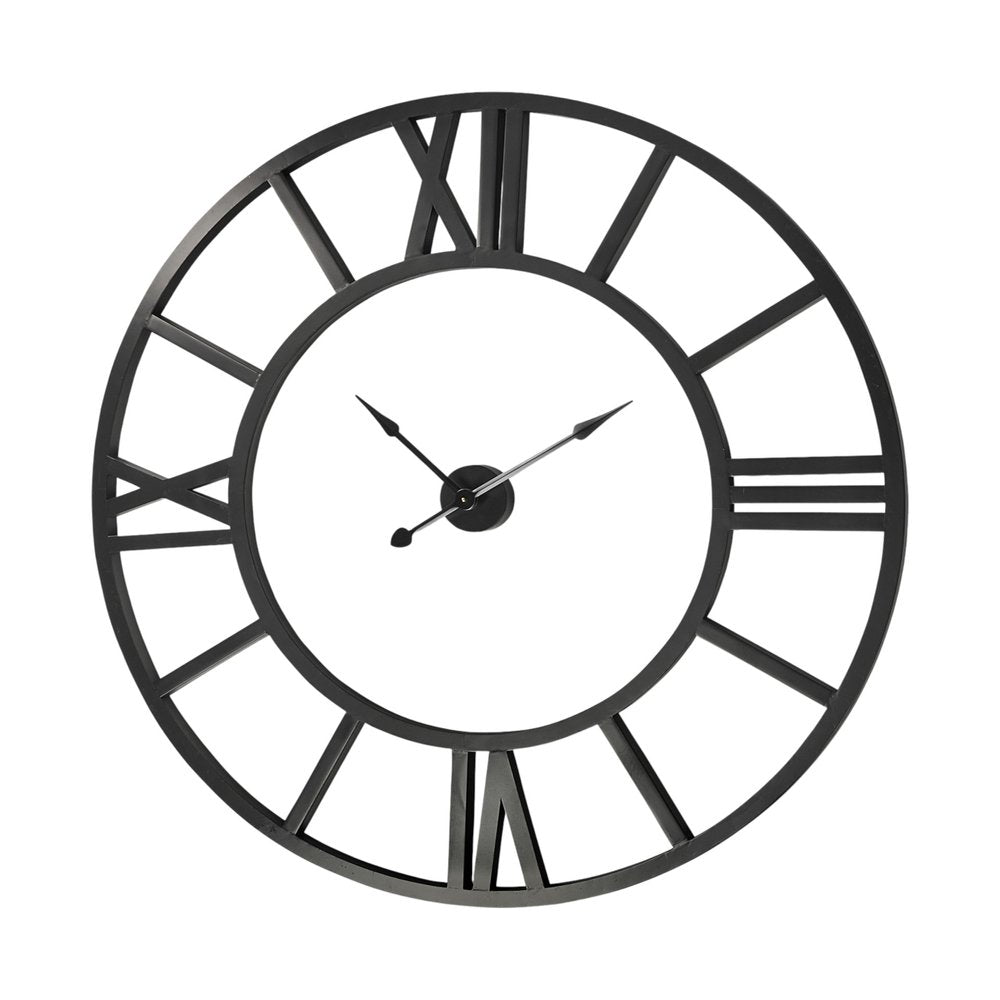 54" Round Xl Industrial Style Wall Clock With Open Face Desing — view 4