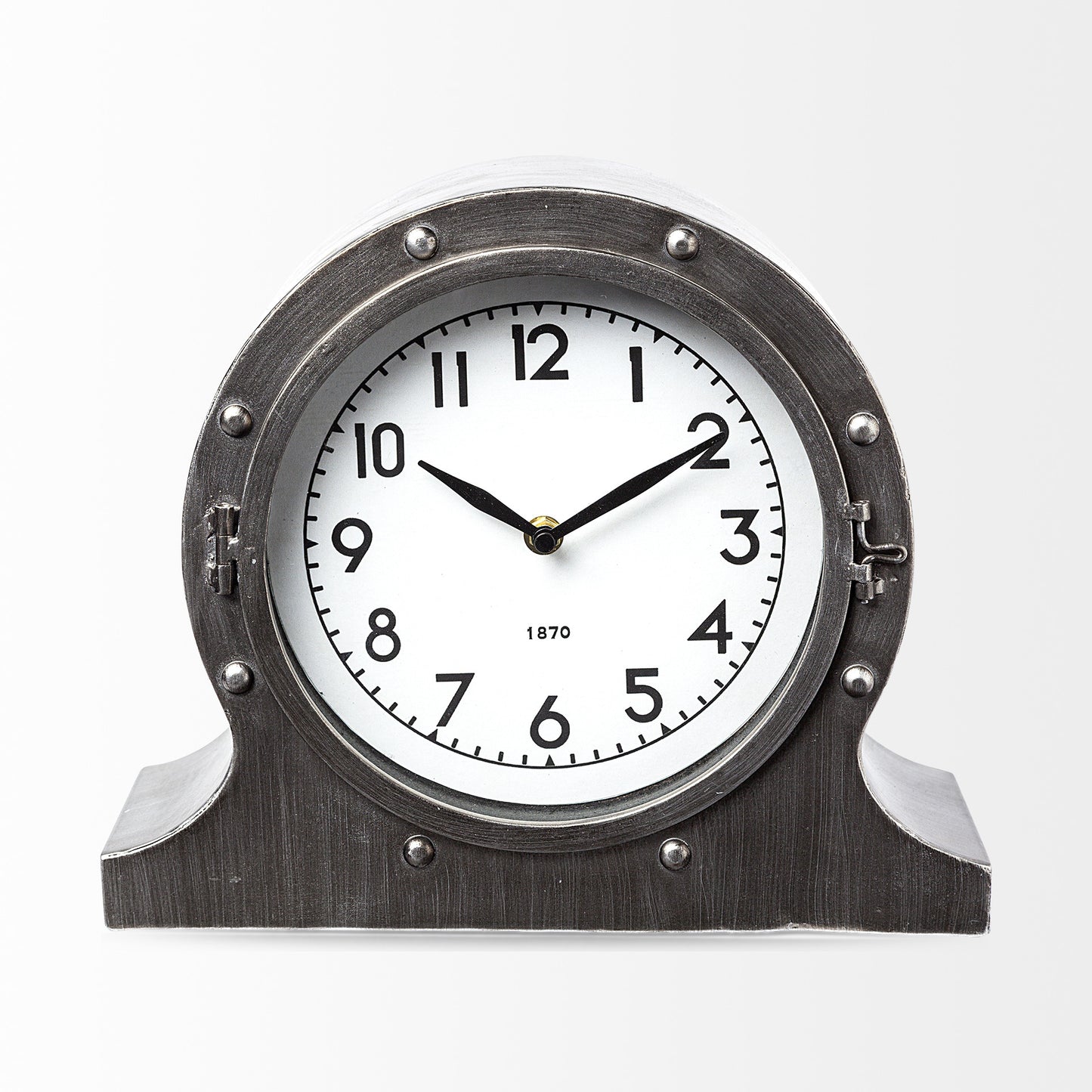 10" Gunmetal Metal Table Clock