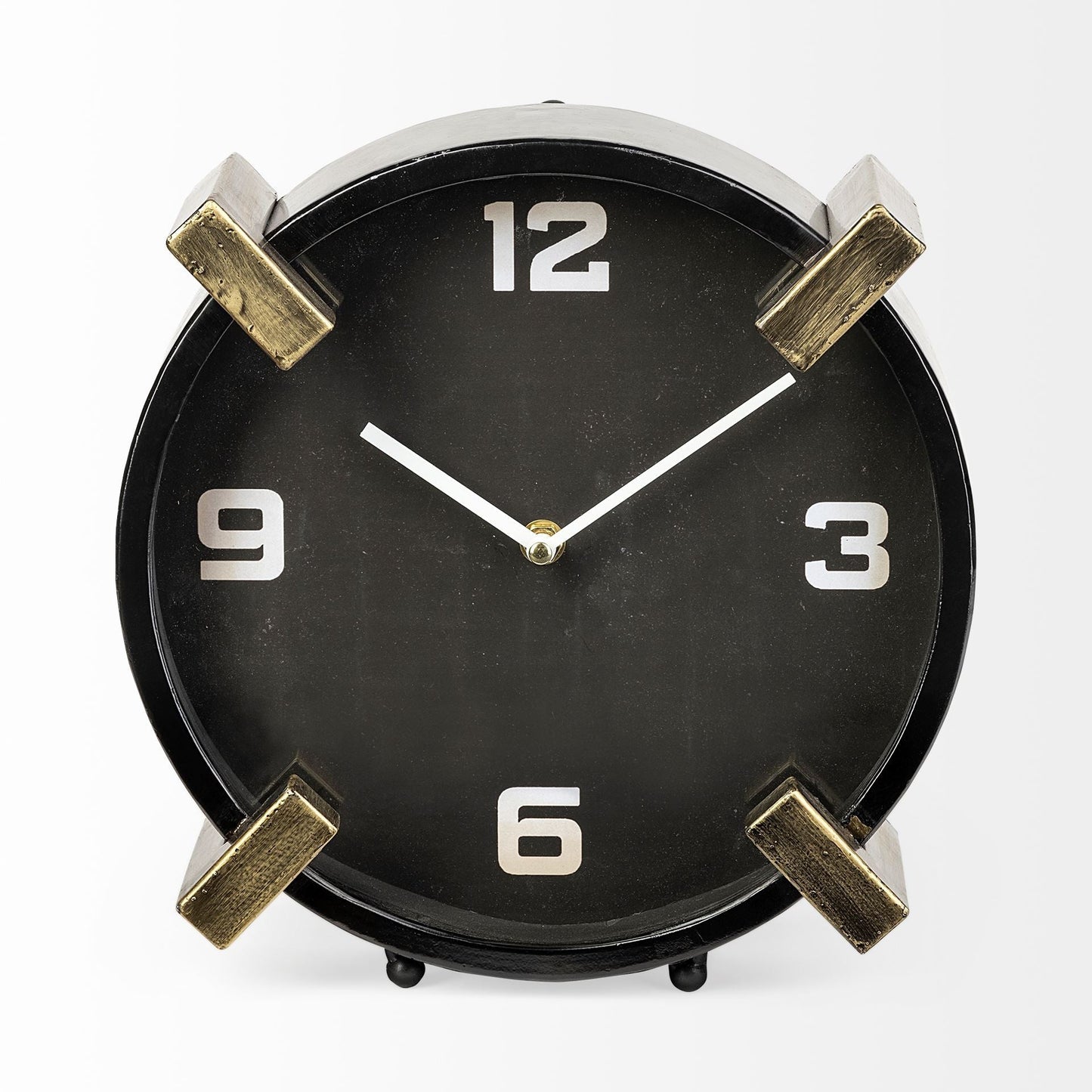 10" Black Stainless Steel Table Clock HomeRoots